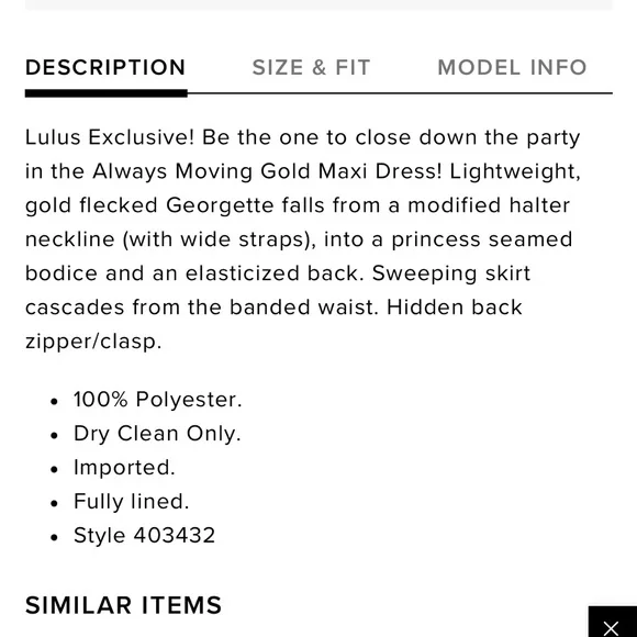 Lulu’s Always Moving Gold Dress - Picture 8 of 8